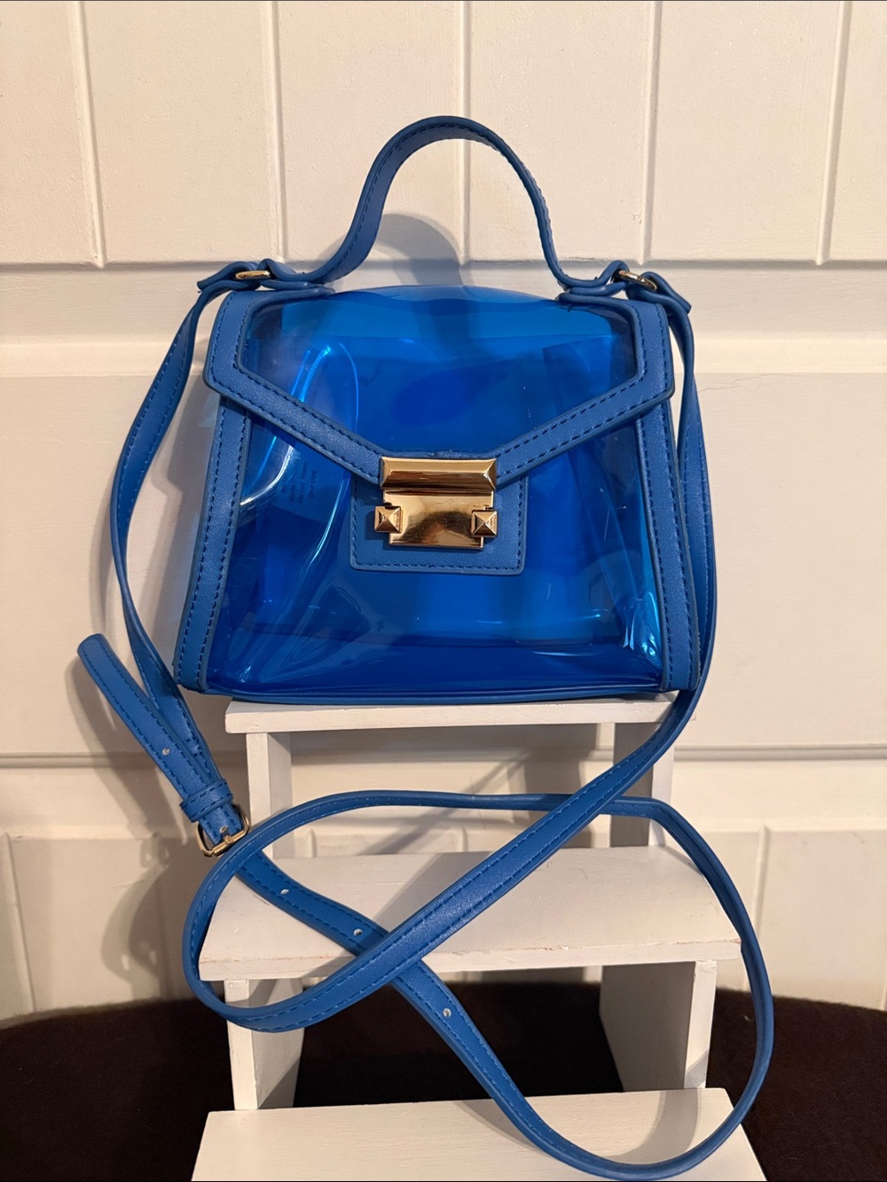 Blue Clear Top-Handle Crossbody Bag